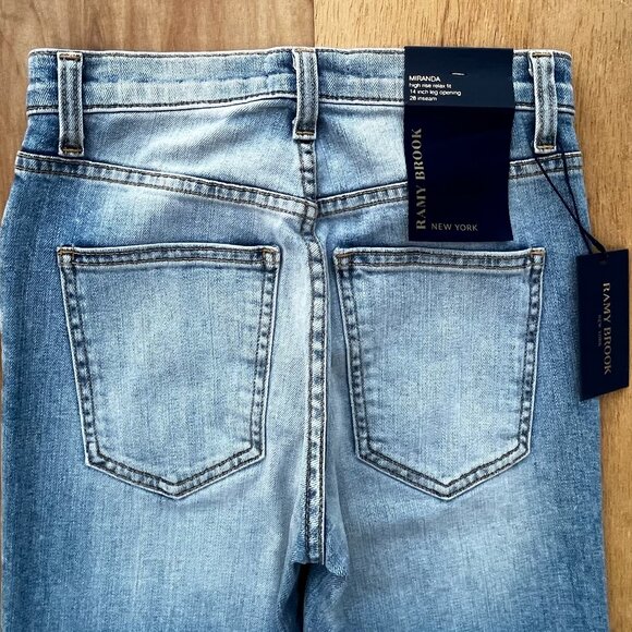 RAMY BROOK MIRANDA HIGH RISE RELAX FIT JEANS WOMEN’S sz 24 Frayed Hem NWT - Picture 5 of 12